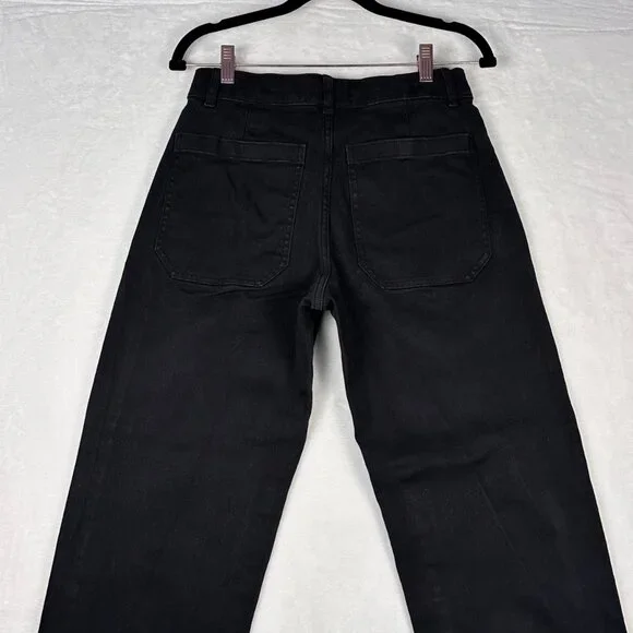 Everlane The Barrel Pant Black 4R High Rise Wide Leg Ankle Crop Organic Cotton - Picture 9 of 10